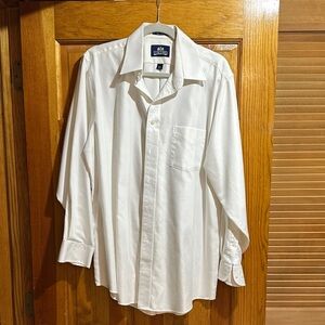 Men’s white button-down dress shirt, 16 1/2 inch, 34–35, Stafford